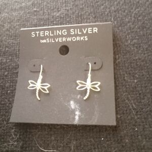 Betsey Johnson Silver Dragonfly Earrings